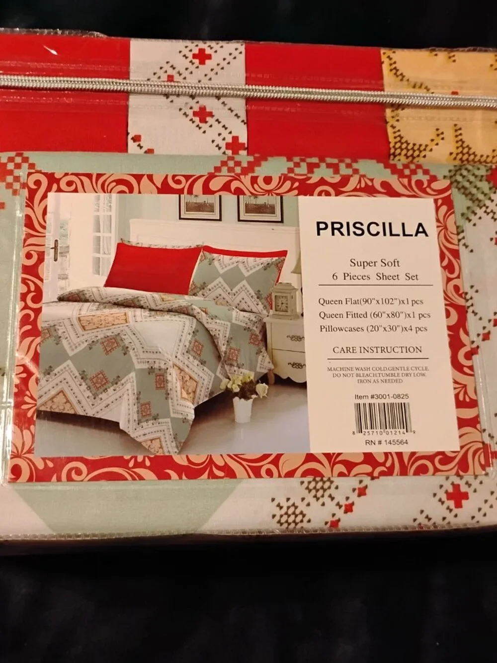 Sheet Set 6 PC Queen Bamboo Cotton Priscilla Collection New